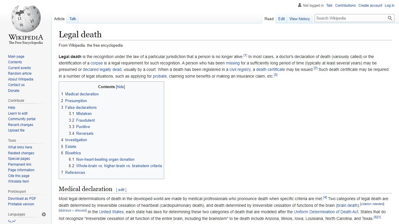 Legal death - Wikipedia