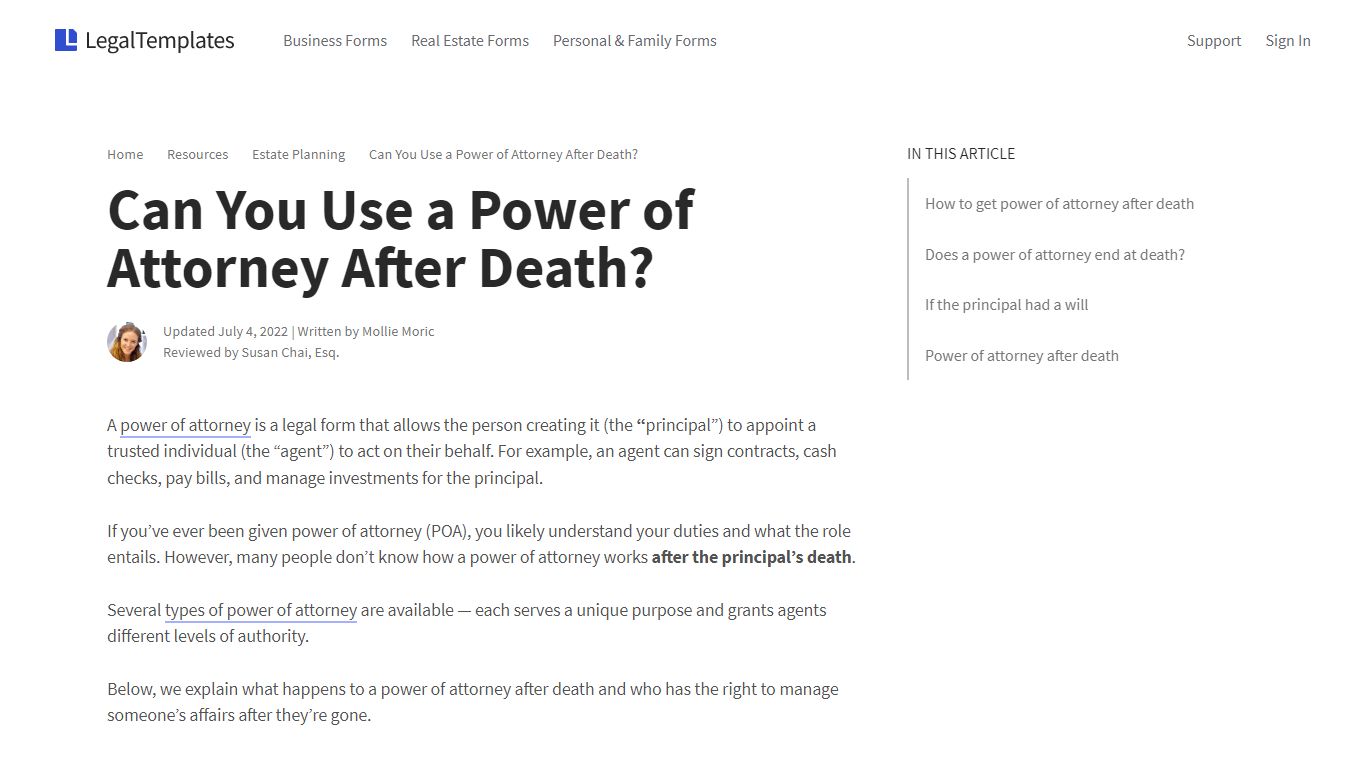 Can You Use Power of Attorney After Death? | Legal Templates